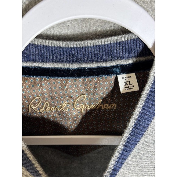 Robert Graham Merino Wool Blend Classic Fit Sweater Mens Size XL V-Neck Pullover - Picture 3 of 14